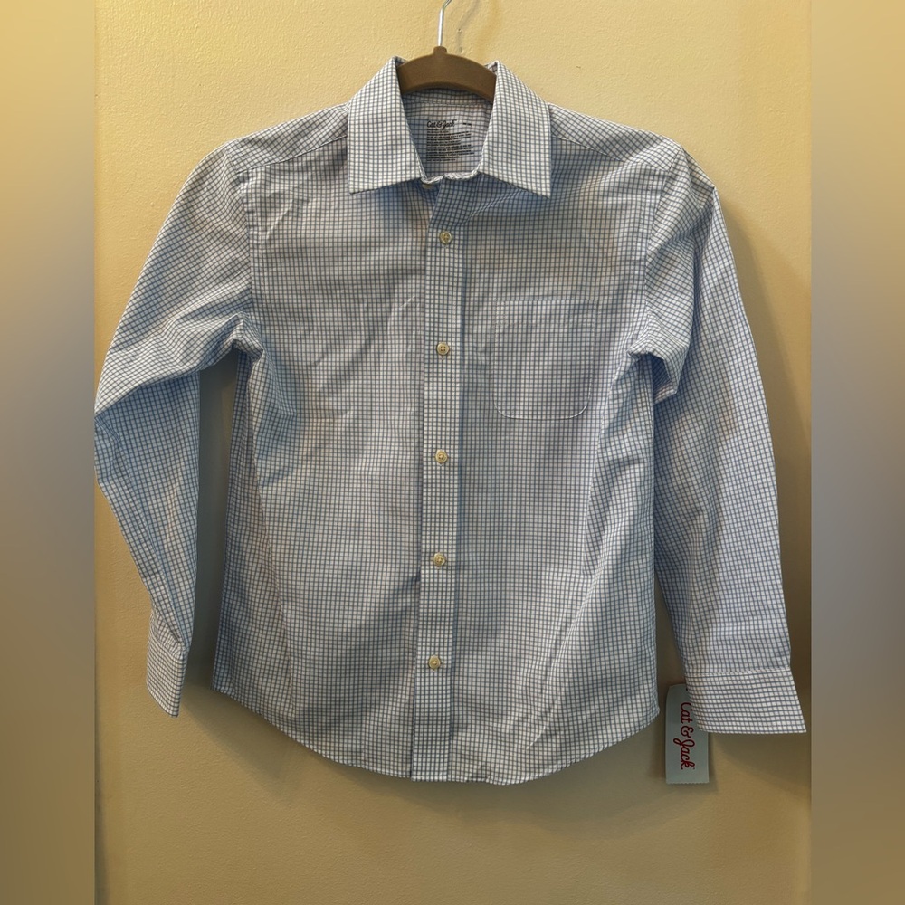 Cat & Jack Blue Gingham Checked Shirt - M (8) NWT